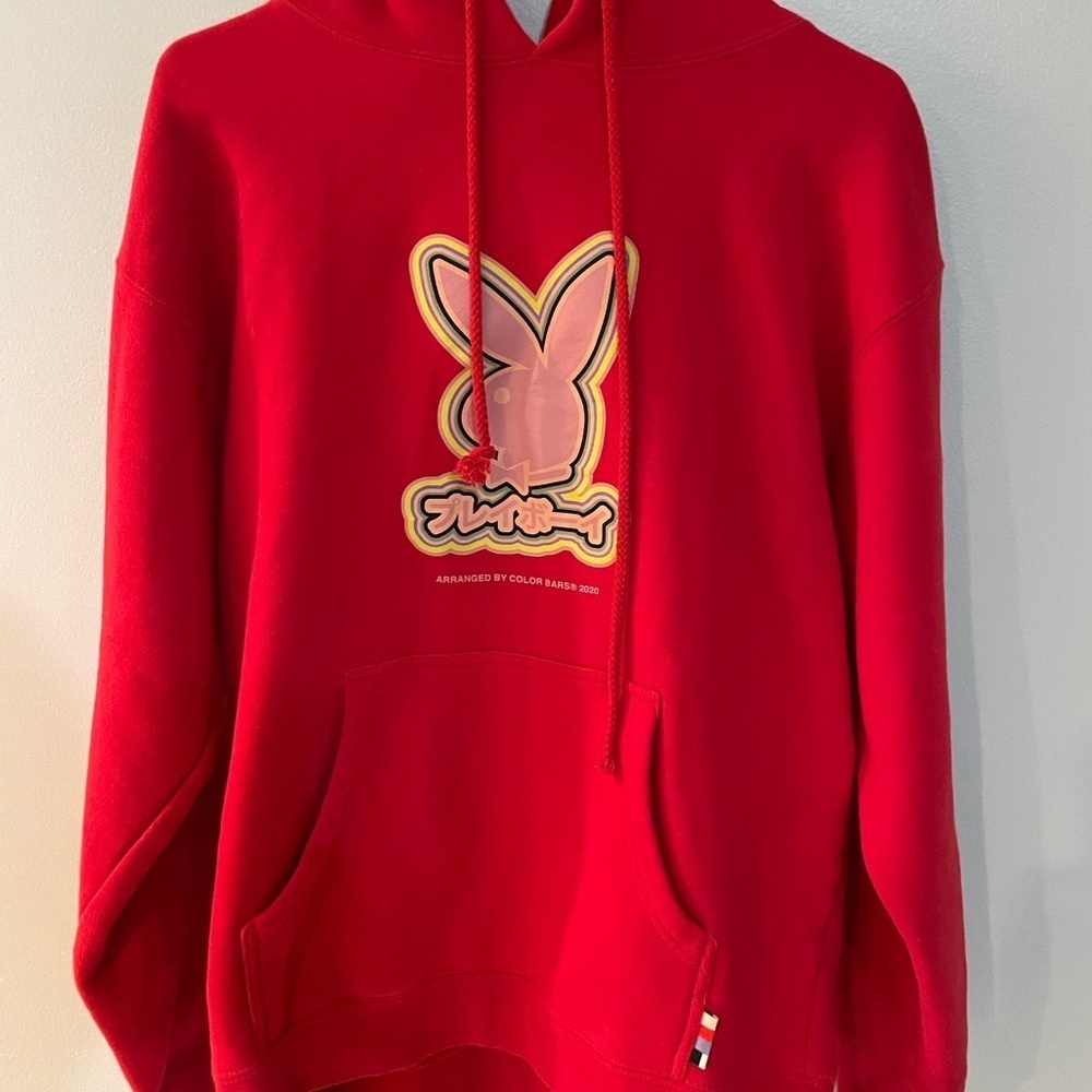 PLAYBOY Red Hoodie with Graphic Design international mens size medium